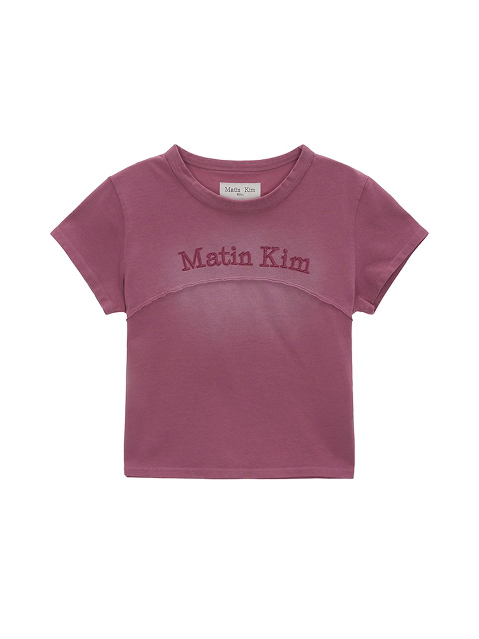 Matin Kim☆PIGMENT CUT OUT LOGO CROP TOP MUSINSA | MATIN KIM PIGMENT CUT OUT LOGO CROP TOP IN SMOKE PINK
