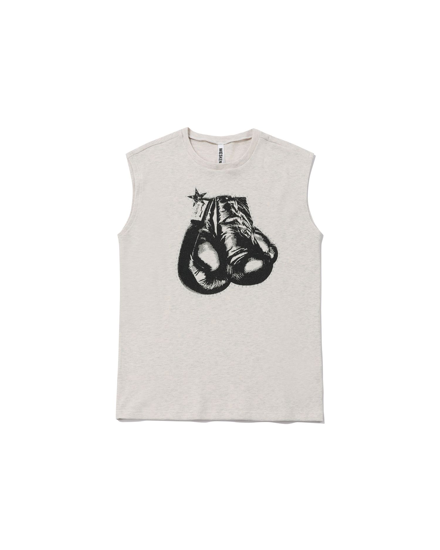 MUSINSA | WESKEN Cubic detail waffle sleeveless (melange)