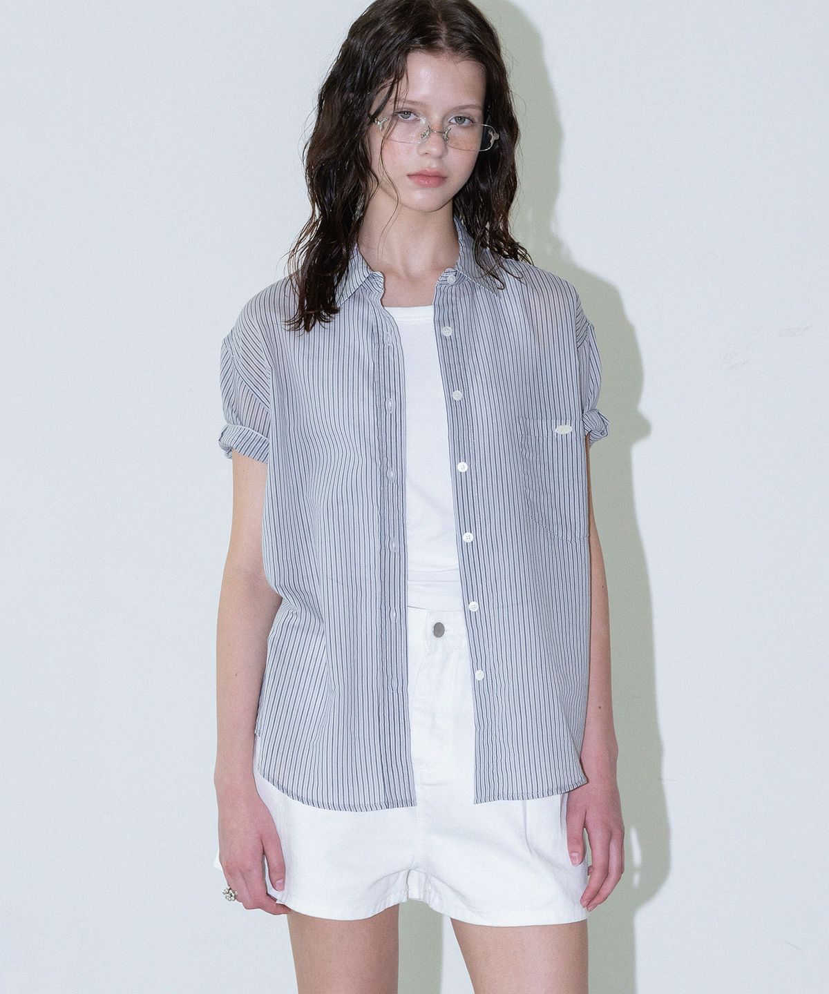 하우스 오브 폰드(HOUSE OF POND) Toscana stripe half-sleeve shirt (Grey)