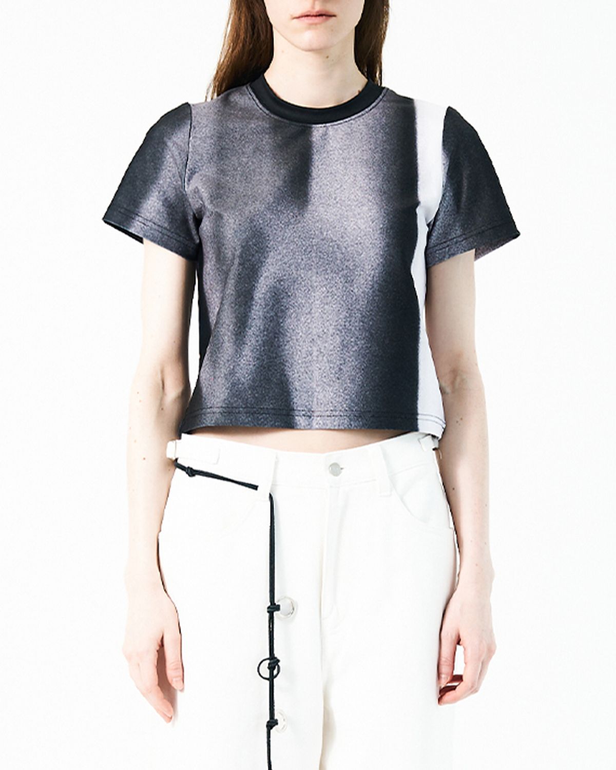 씬(SEEN) Curtain CROP T-SHIRTS (Black)