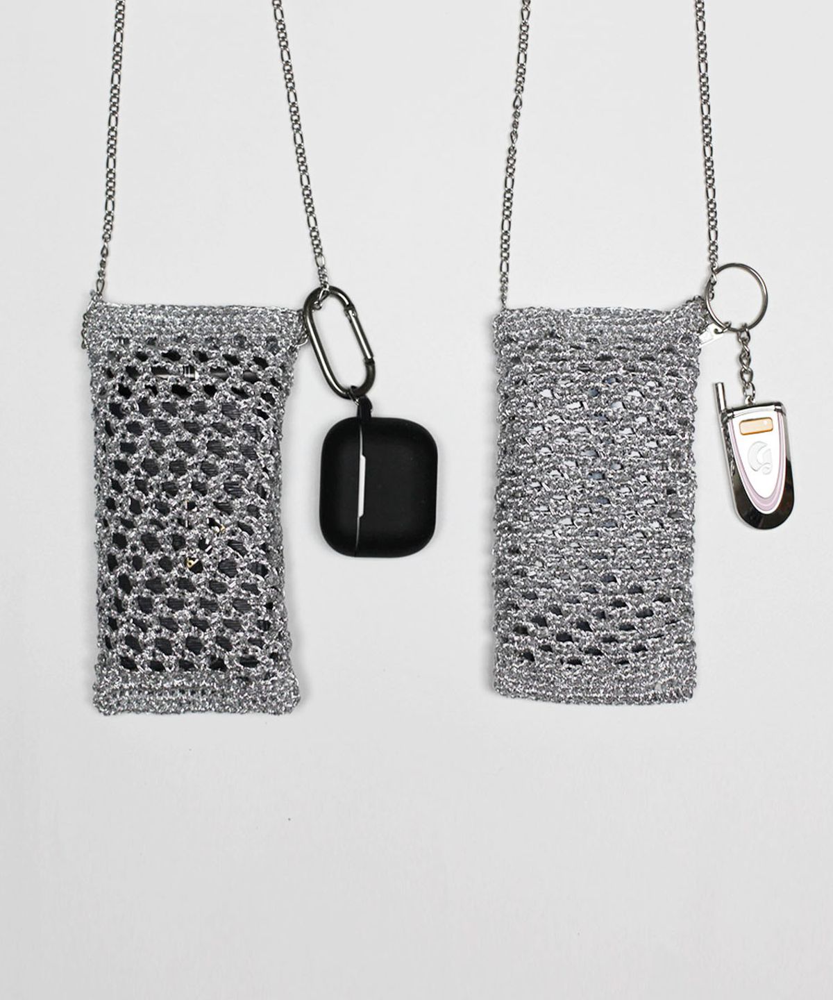 유라이크홈(YOULIKEHOME) 실버 네트 크로스 미니백 Silver Net Cross Mini Bag (2 Type)