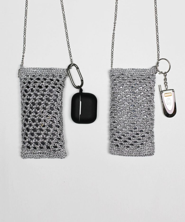 실버 네트 크로스 미니백 Silver Net Cross Mini Bag (2 Type)
