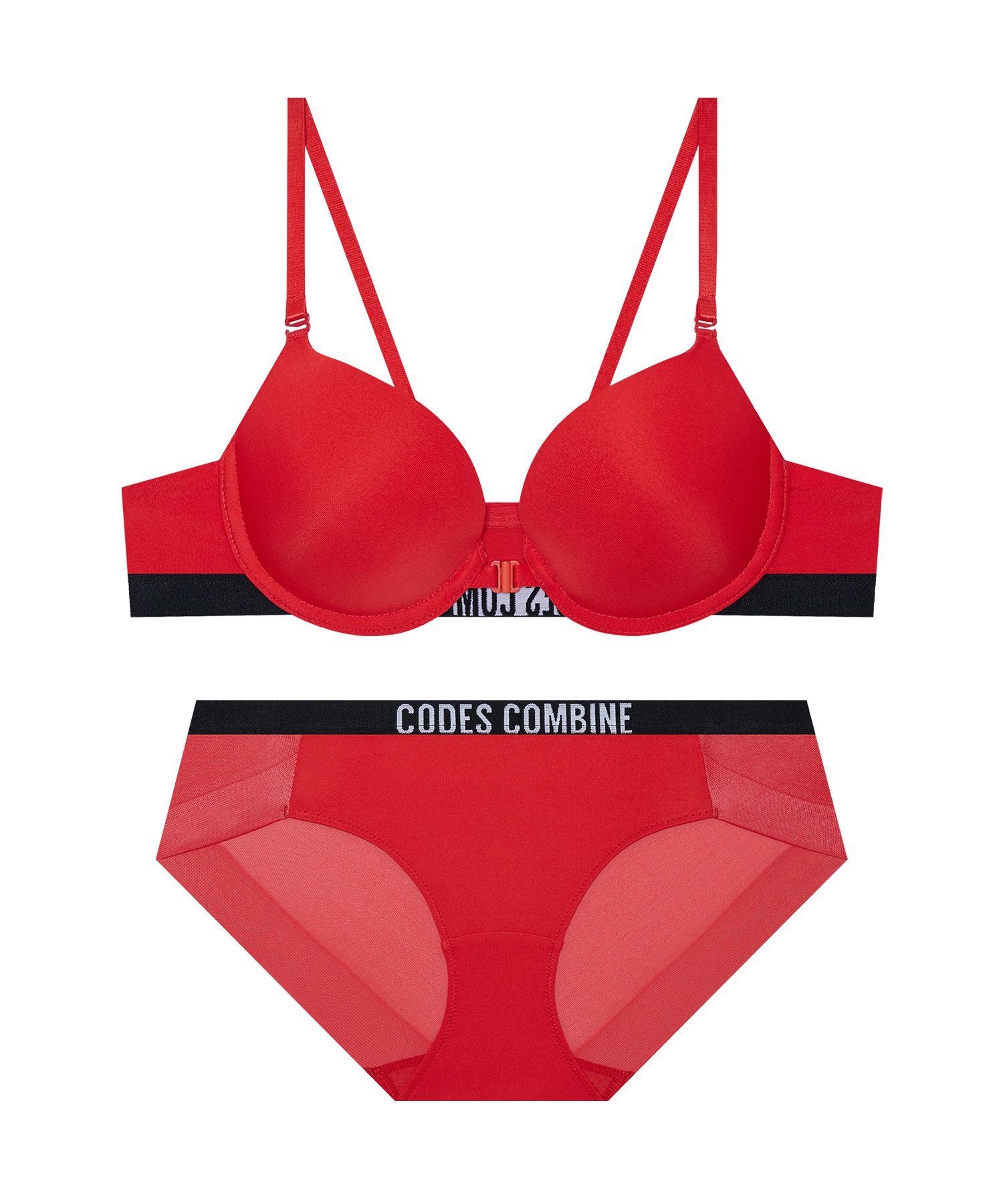 MUSINSA | CODESCOMBINE INNERWEAR Intense Front Hook Bra pants Set_Red