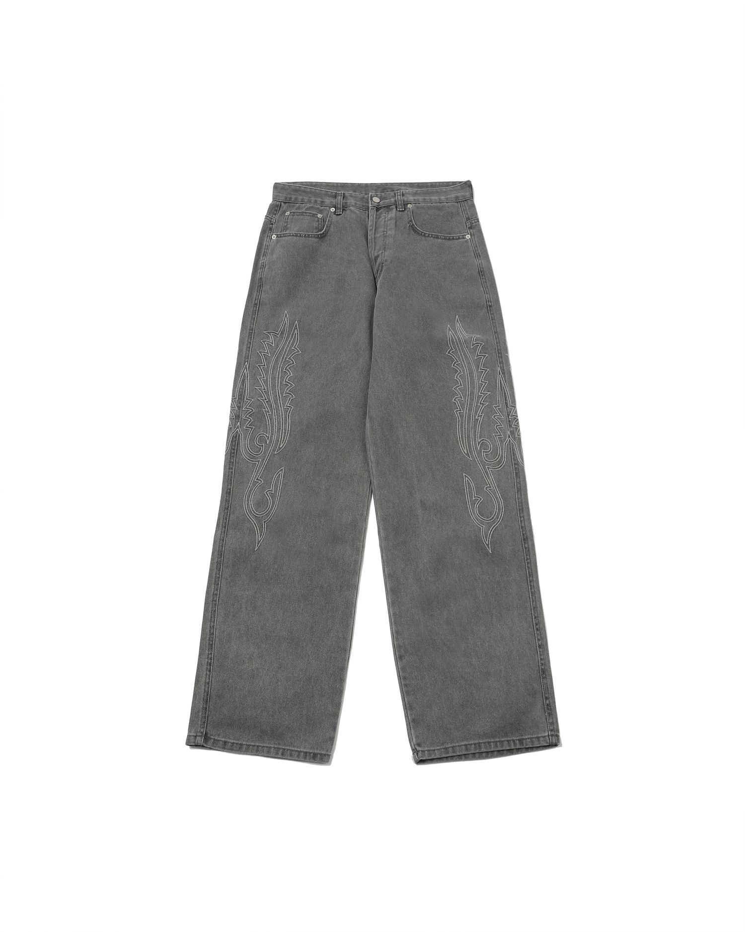 MUSINSA公式 | WESKEN Western Stitch Embroidered Denim Pants (Gray)
