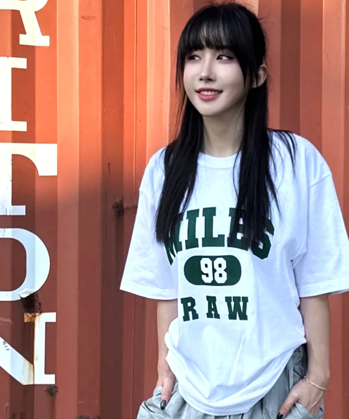더마일(THEMILE) MILES 98 RAW CREW [WHITE/GREEN]