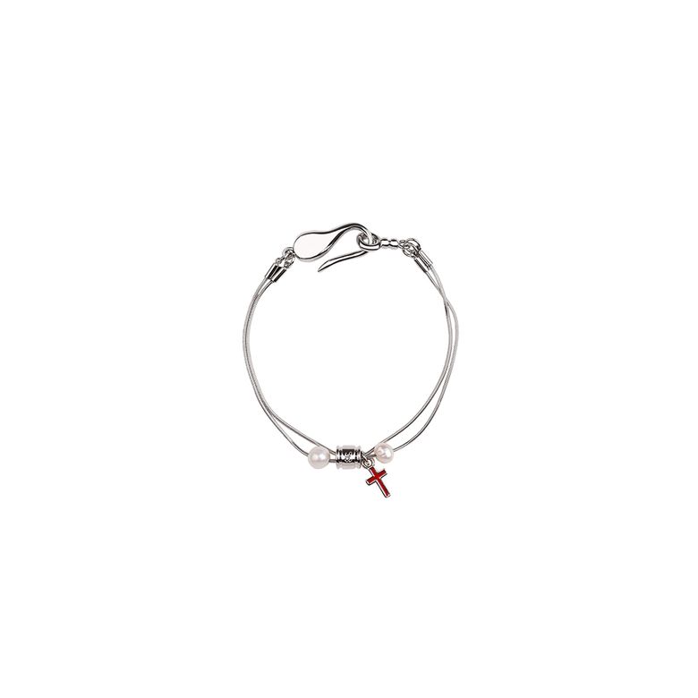 Red cross pearl surgical bracelet
