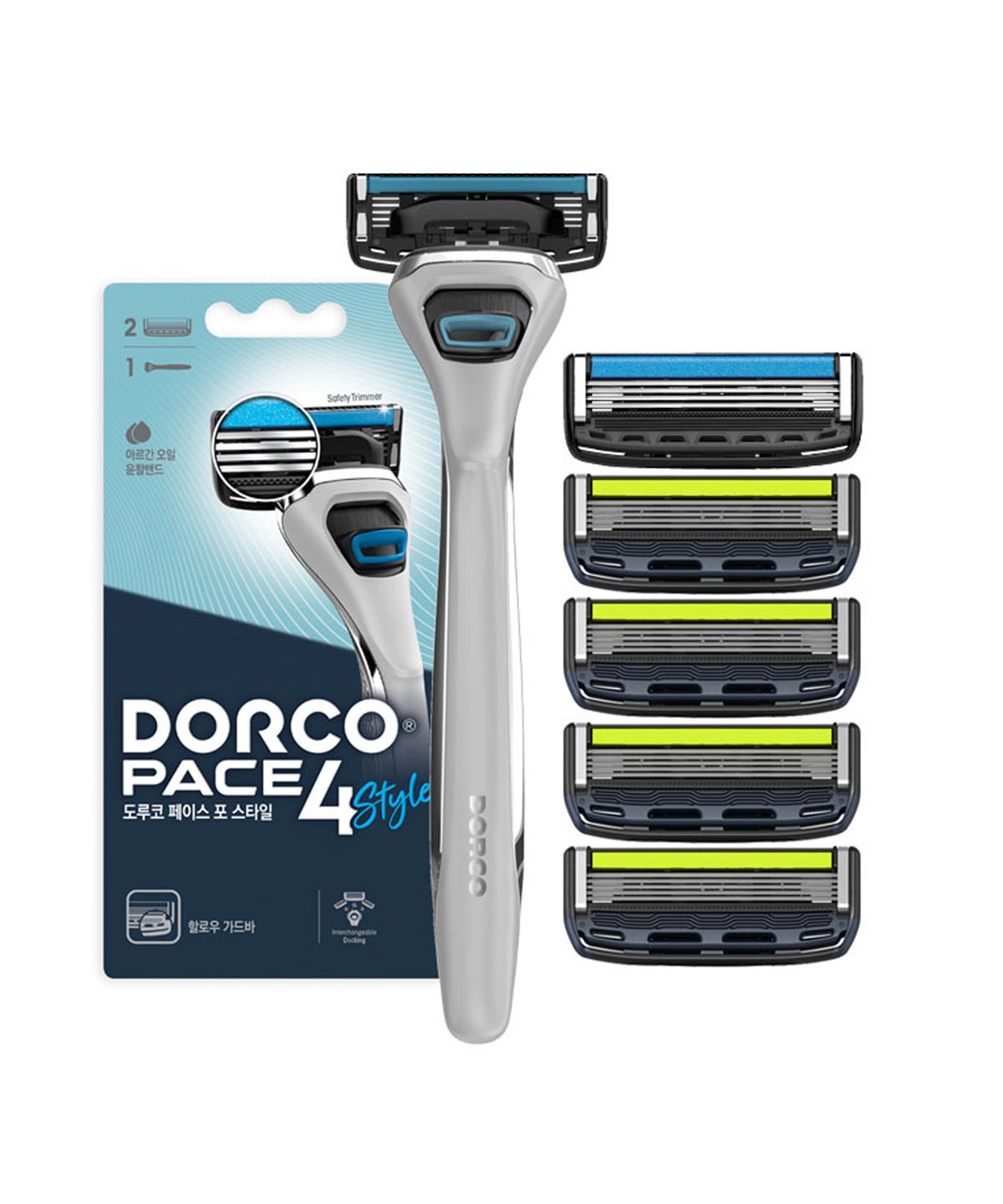 도루코(DORCO) 페이스4 스타일 면도기+면도날 총6입