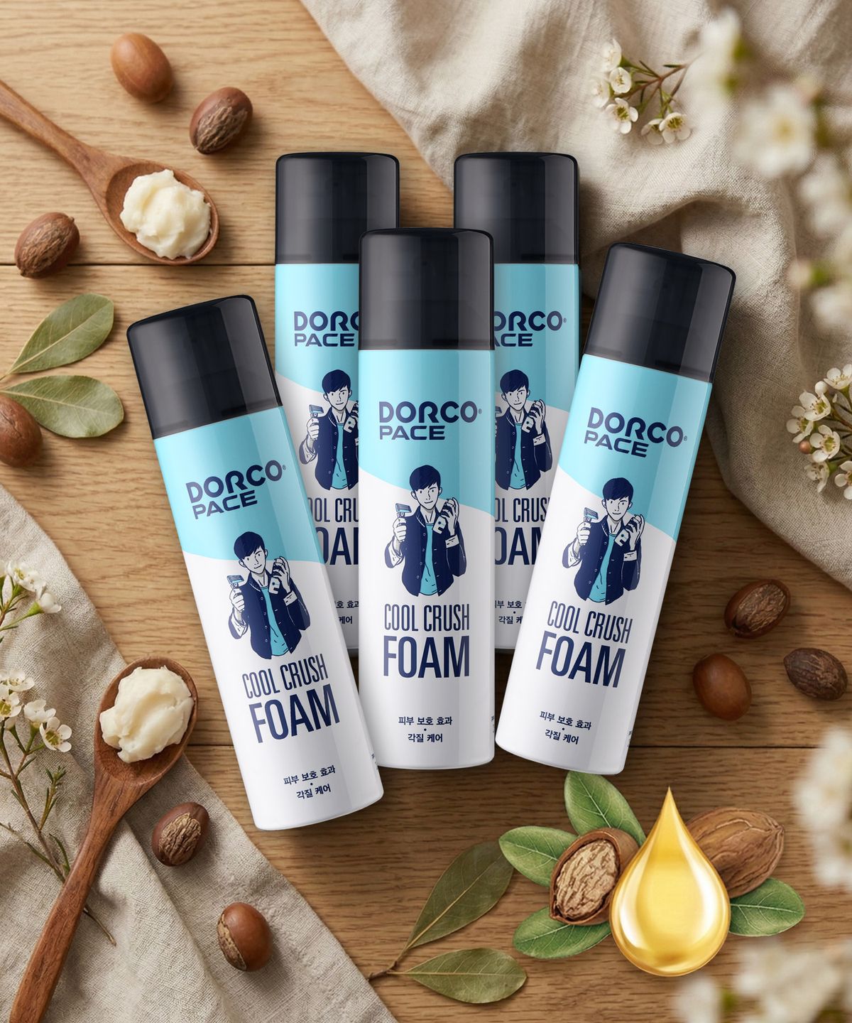 도루코(DORCO) 페이스 쿨크러쉬 대용량 쉐이빙폼 250ml 5개