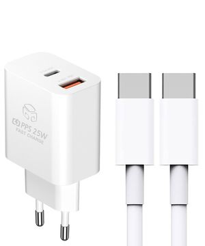 25W PD3.0 PPS 2포트 멀티 초고속 충전기 (C to C 케이블 포함)