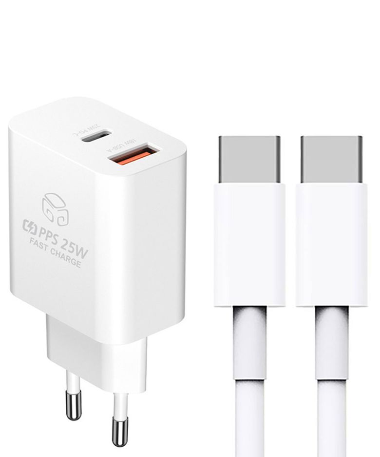 25W PD3.0 PPS 2포트 멀티 초고속 충전기 (C to C 케이블 포함)