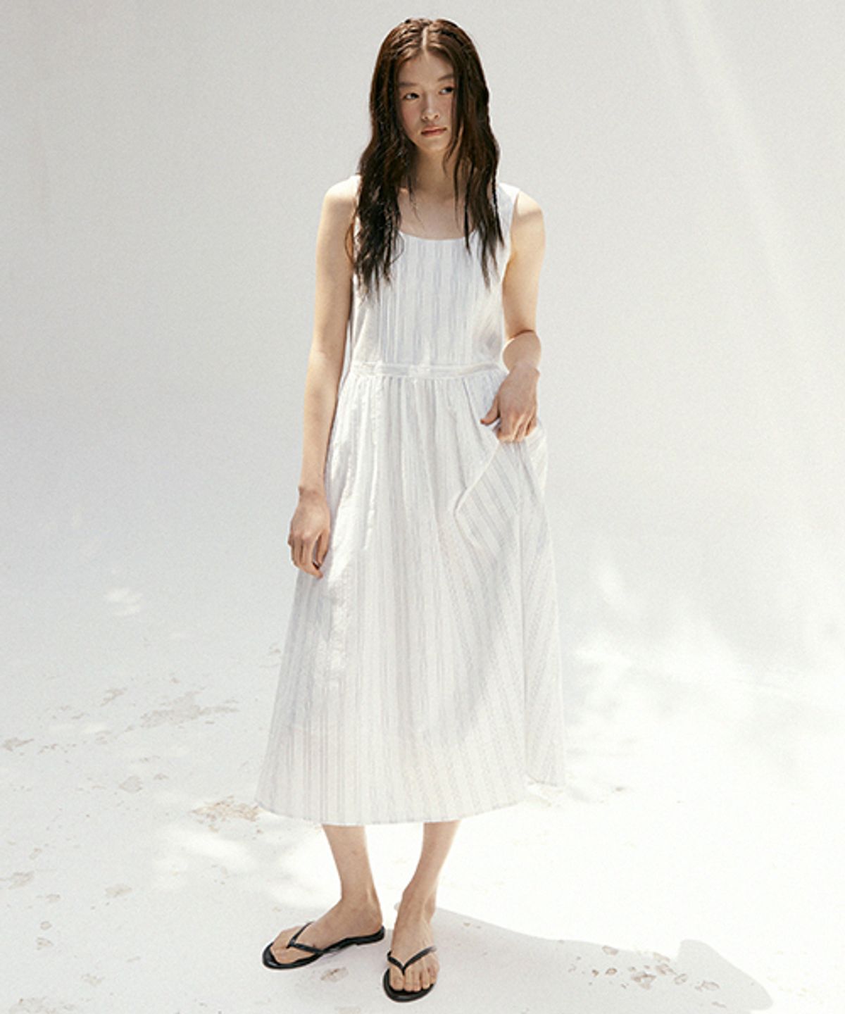 링서울(LINGSEOUL) stripe sleeveless dress-blue