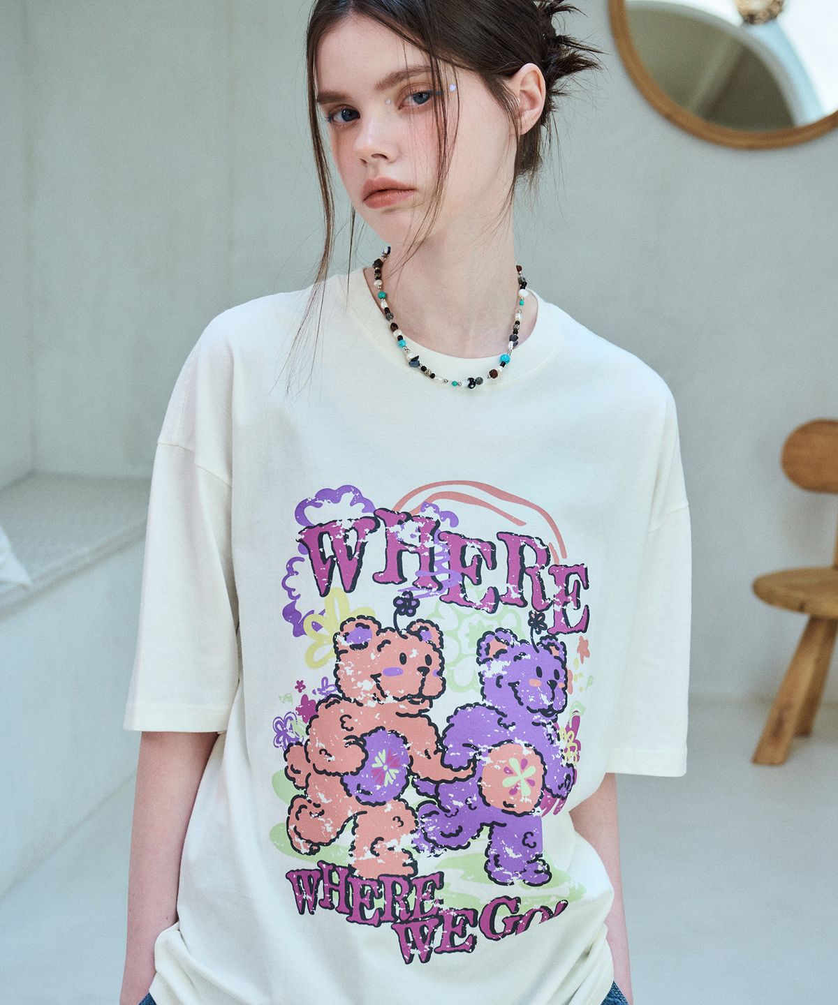 꼼파뇨(CPGN STUDIO) Everywhere Teddy 반팔티 크림