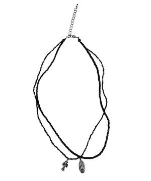 Mary Cross Double Chain Necklace (Black)
