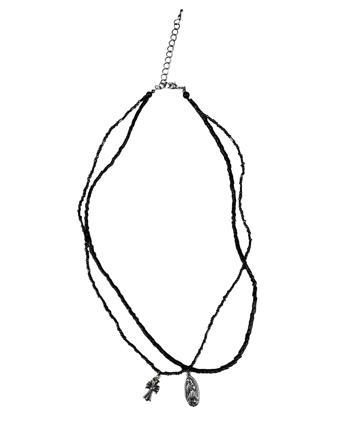 스케이터락(SK8ER ROCK) Mary Cross Double Chain Necklace (Black)
