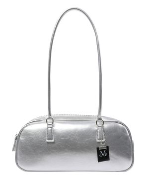 로마 크랙 키링 레더 숄더 볼링 백 (블랙,아이보리,실버)