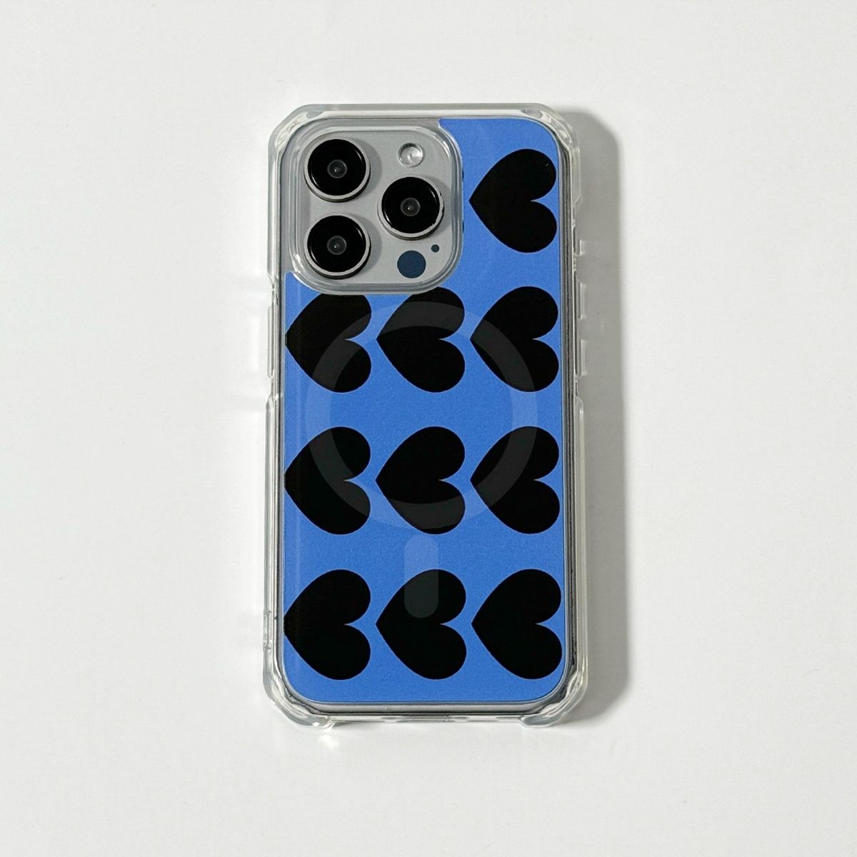 에이쓰리비쓰리(A3B3) [맥세이프 젤하드] Heart Pattern Blue 01 하트 패턴 블루 01 케이스
