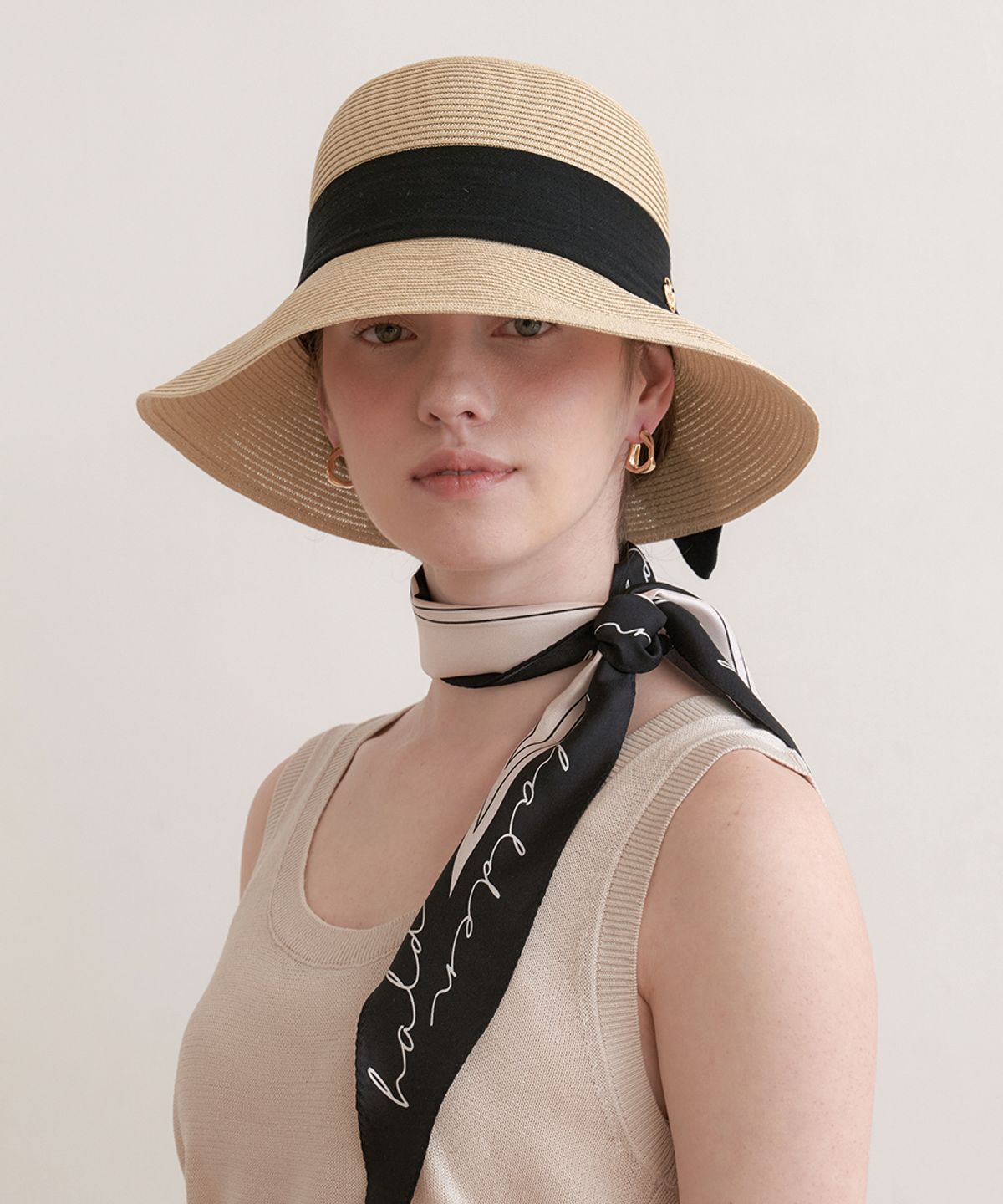 할렌(HALDEN) short visor ribbon cloche hat (C050_ivory)