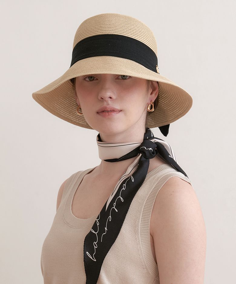 short visor ribbon cloche hat (C050_ivory)
