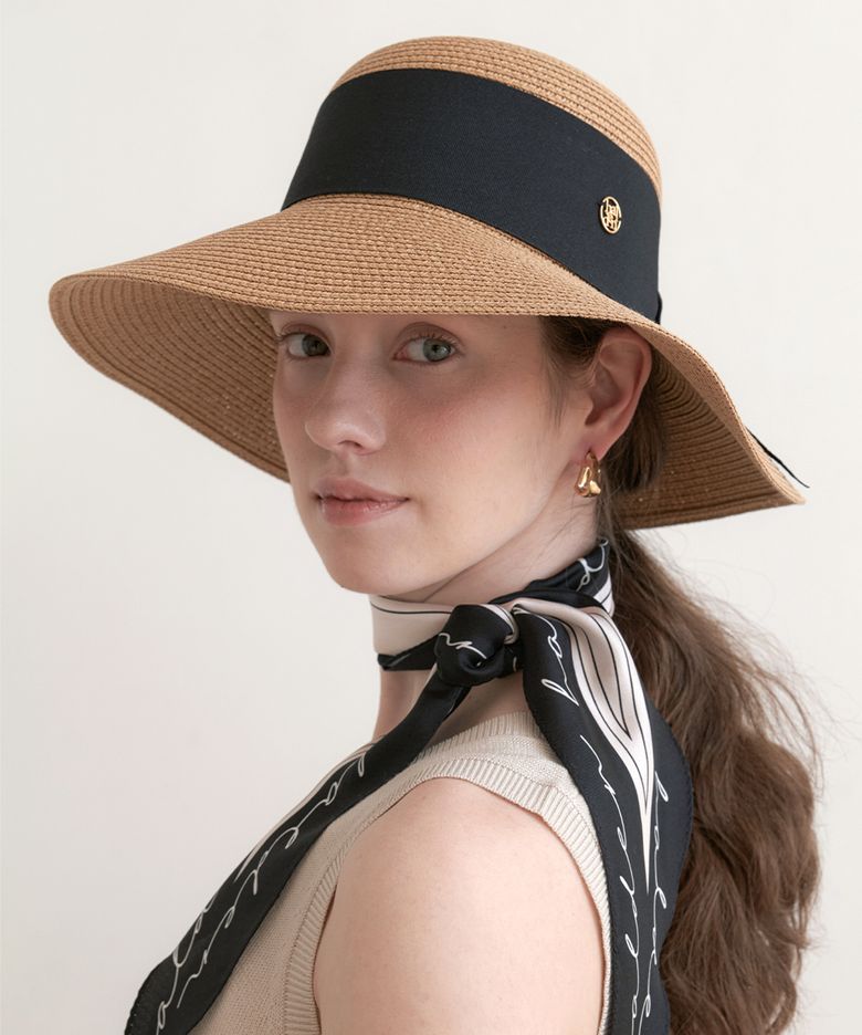 long visor ribbon cloche hat (C051_beige)