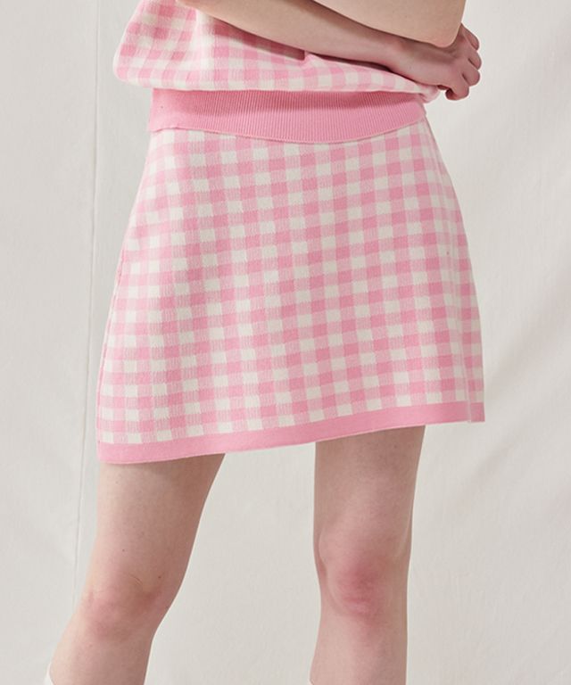 ミニスカート RONRON SET GINGHAM KNIT KNIT MINI SKIRT PINK 3542+3567PK MUSINSA | RONRON GINGHAM KNIT MINI SKIRT PINK