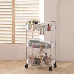 투명 아크릴 이동식 3단 트롤리