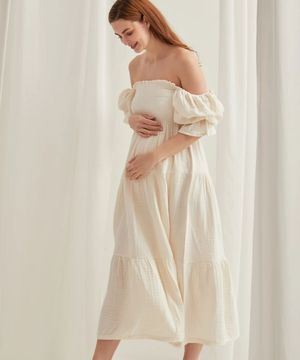 키코 반팔 원피스 크림