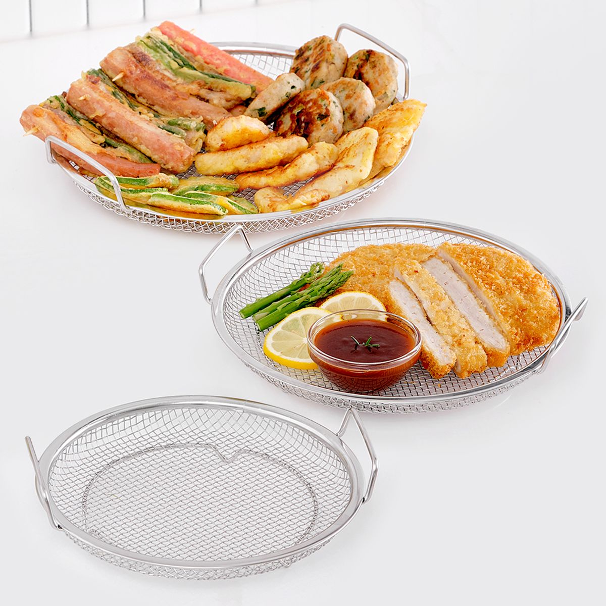 리본제이(REBORN.J) 올스텐 핸들형 채반 접시 3pack (19+22+24cm)