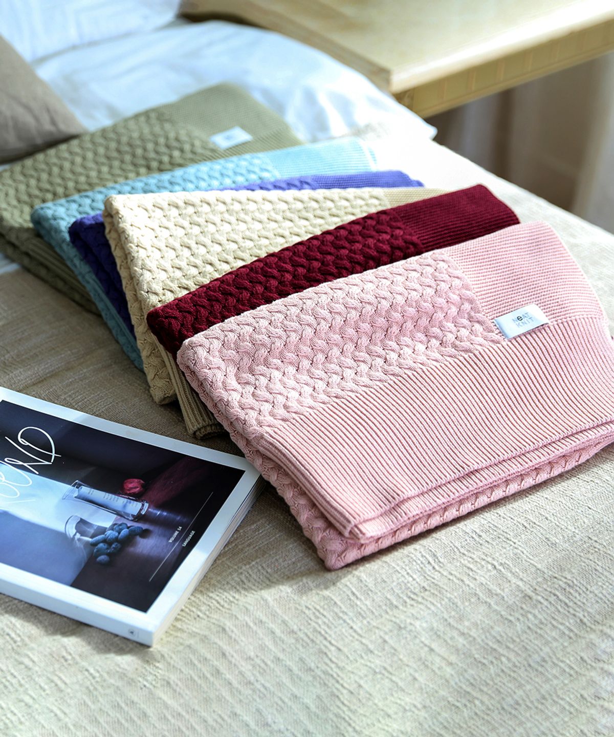 닛닛(NEATKNIT) 소프트 코튼 케이블 니트블랭킷