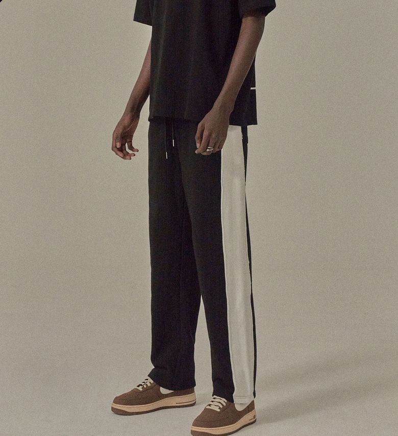 SIDE LINE TRACK PANTS, BLACK