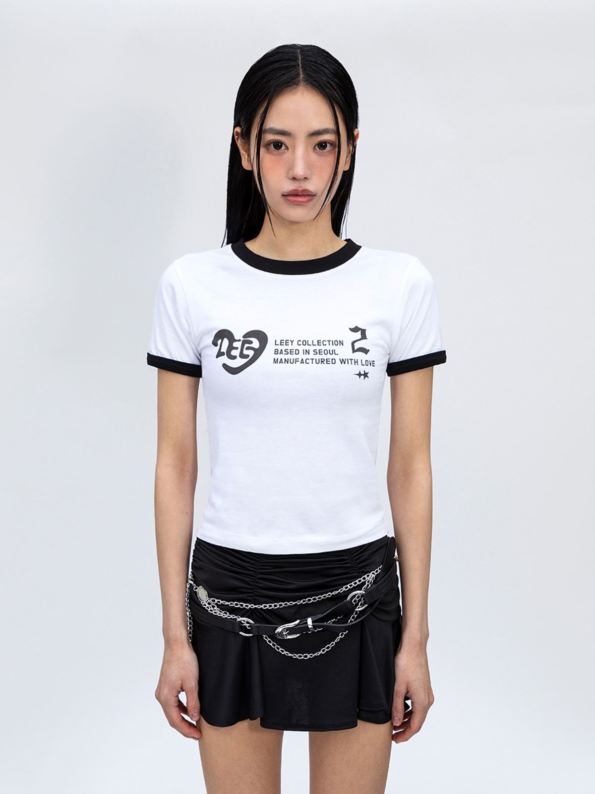 와이이이엘(YEEL) LOGO GRAPHICS RINGER T-SHIRT WHITE