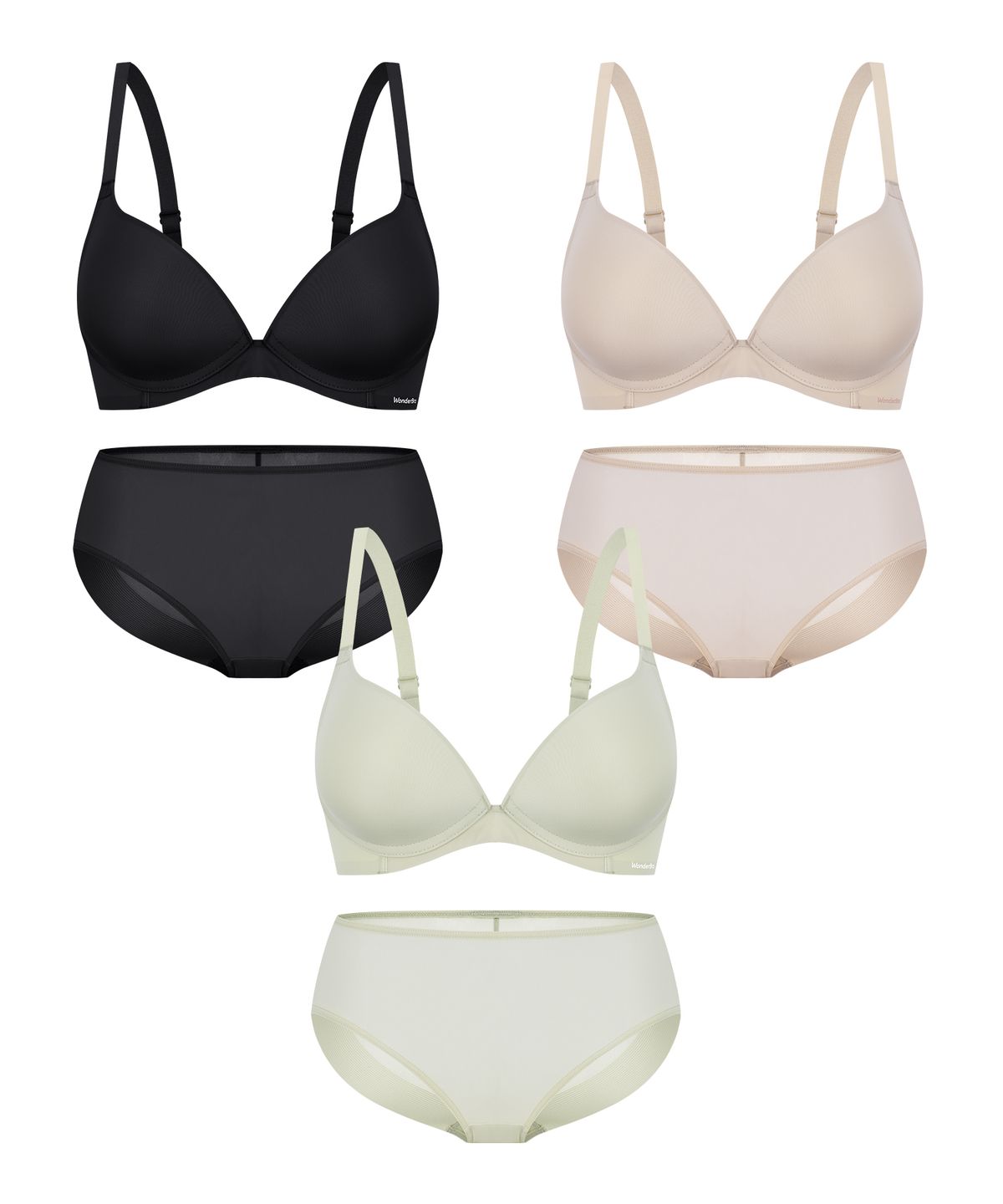 원더브라(WONDERBRA) [3SET] 퓨징 볼륨 노와이어 브라팬티 세트