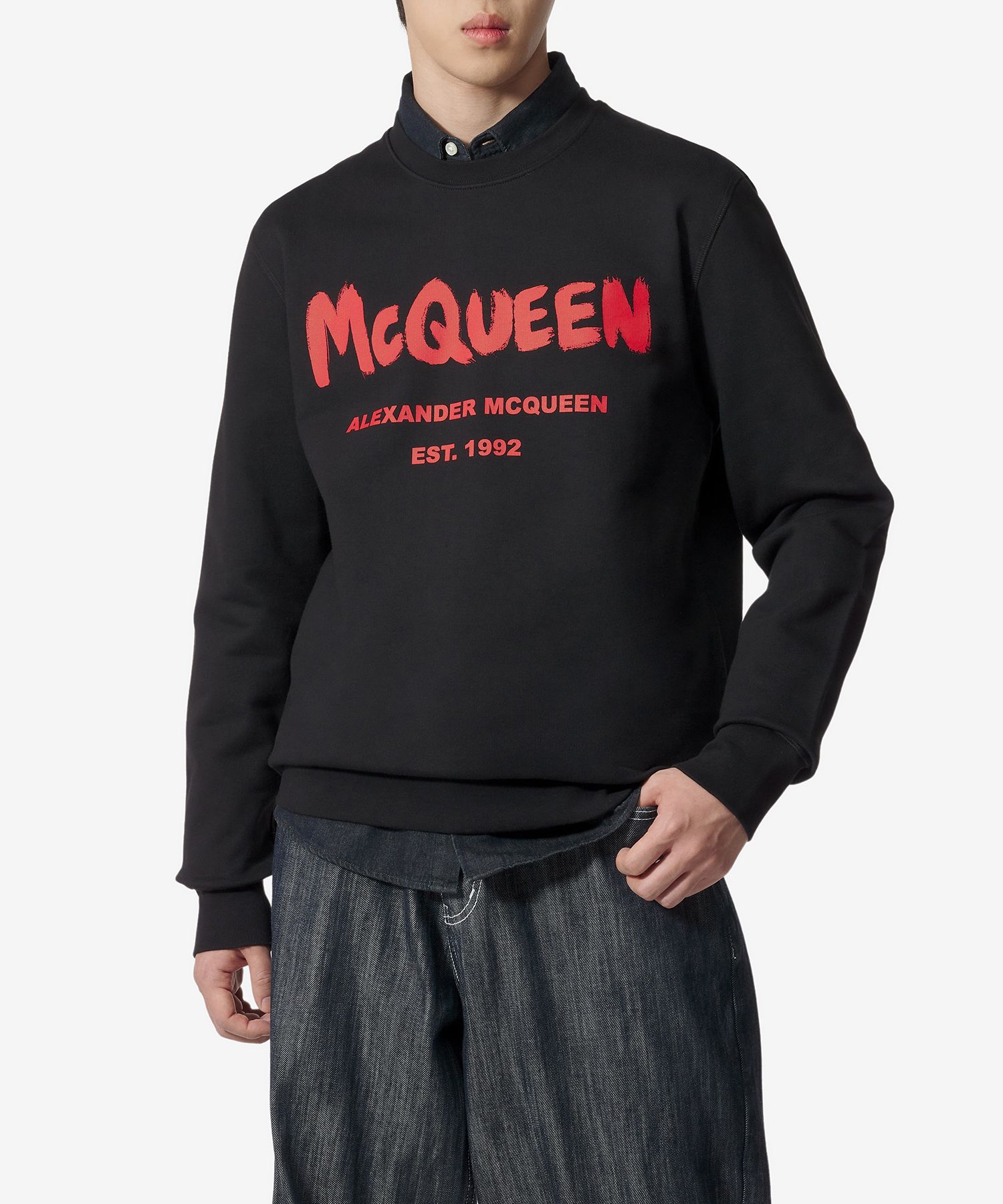 ★alexander mcqueen★ Red Graffiti Man to Man Black 688713QT MUSINSA | ALEXANDER McQUEEN Red Graffiti Man to Man - Black