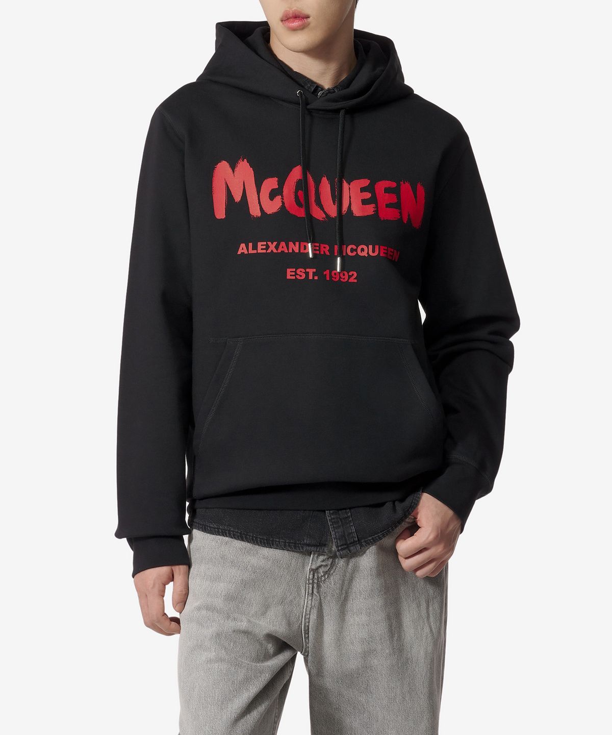 알렉산더 맥퀸(ALEXANDER McQUEEN) 레드 그래피티 후드 - 블랙 / 688715QTAAB0509