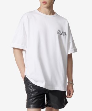 익스플로디드 로고 오버핏 반소매 티셔츠 - 화이트 / 759390QTABR0909