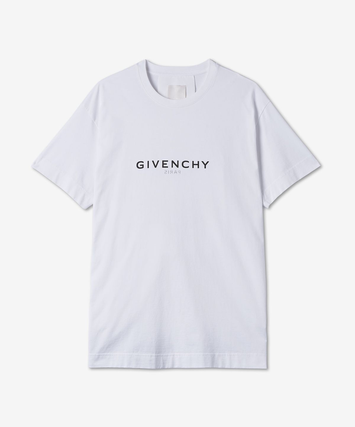 지방시(GIVENCHY) 리버스 로고 코튼 오버핏 반소매 티셔츠 - 화이트 / BM71533Y6B100