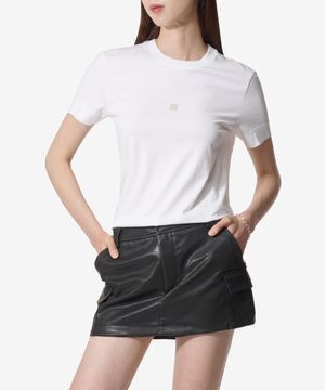 4G 디테일 코튼 슬림핏 반소매 티셔츠 - 화이트:골드 / BW70AS3YNM119