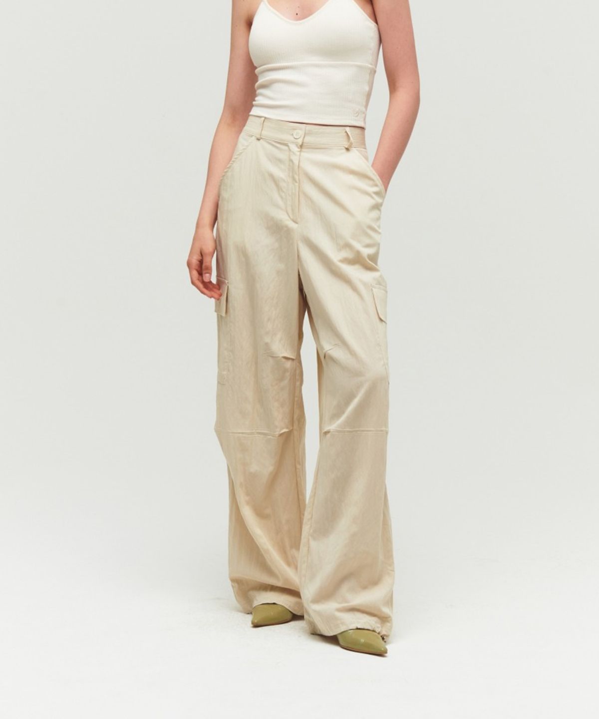 더포르타(THEPORTA) POCKET WIDE SLACKS, IVORY