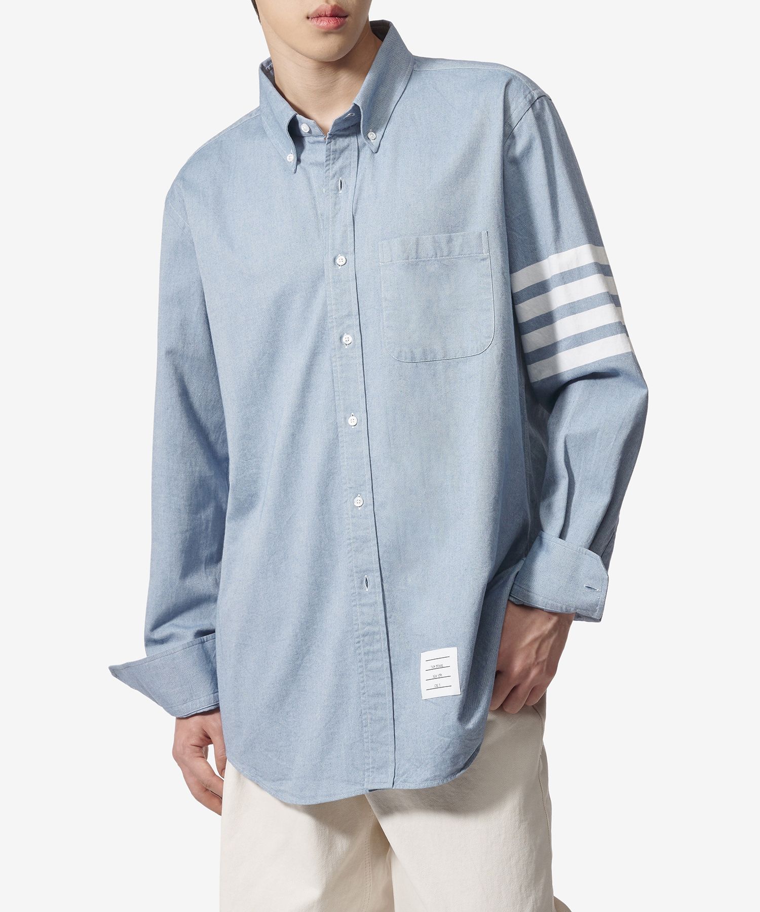 MUSINSA | THOM BROWNE Solid Flannel Shirting 4 Bar Name Tag