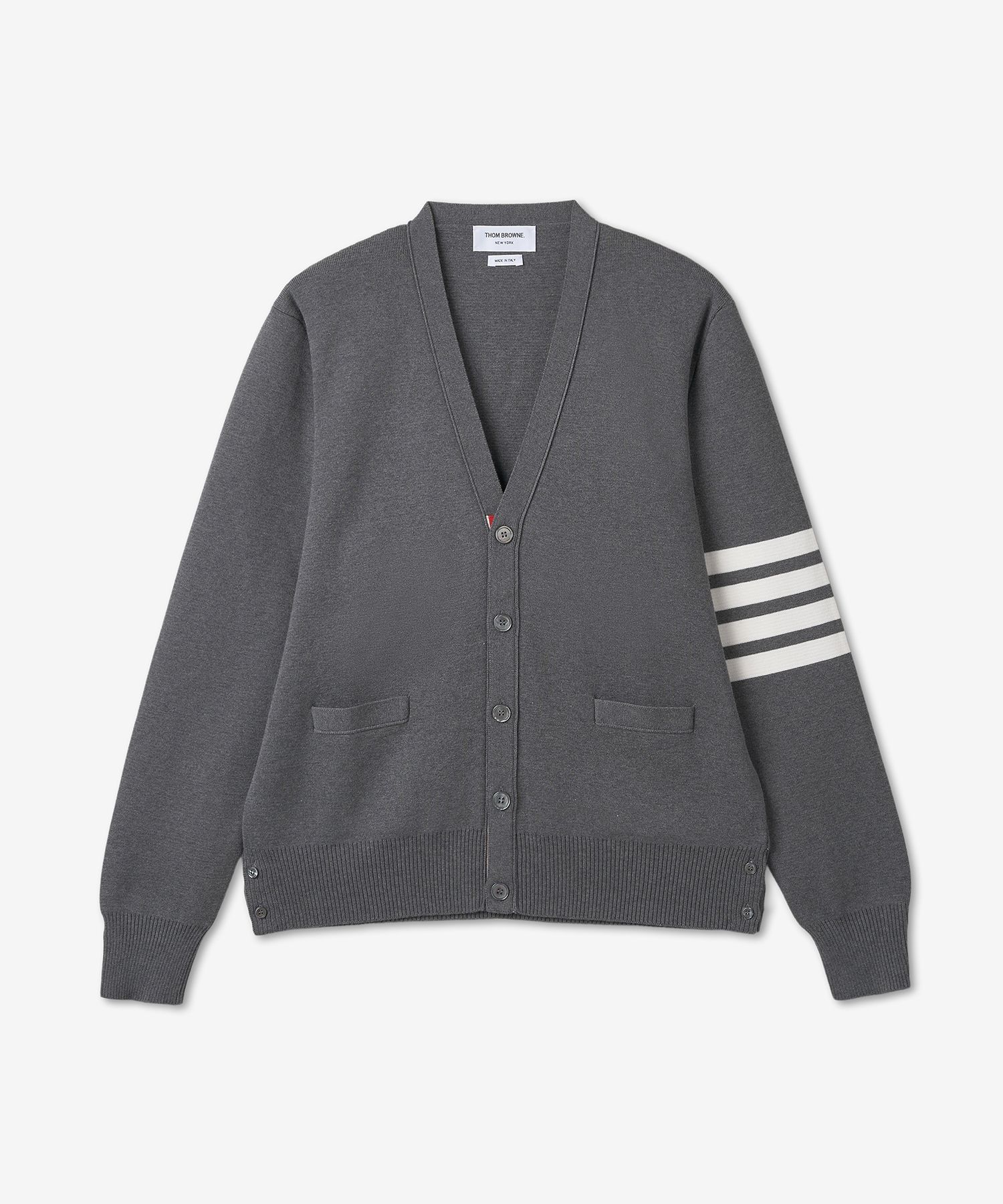 THOMBROWNEミラノステッチニットグレー Cotton Milano Stitch V-Neck Cardigan | Thom Browne