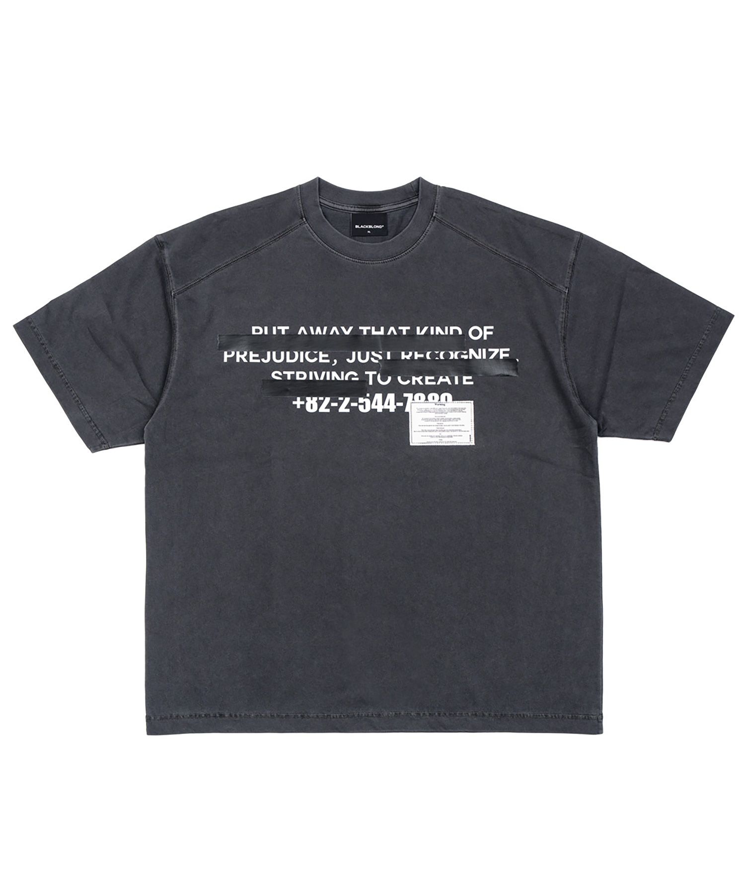 ◆BLACKBLOND◆ Vivid Hidden Slogan Pigment Short Sleeve T-Sh MUSINSA | BLACKBLOND Vivid Hidden Slogan Pigment Short