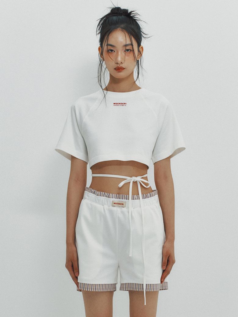 BACK LACE UP CROPPED TOP - WHITE