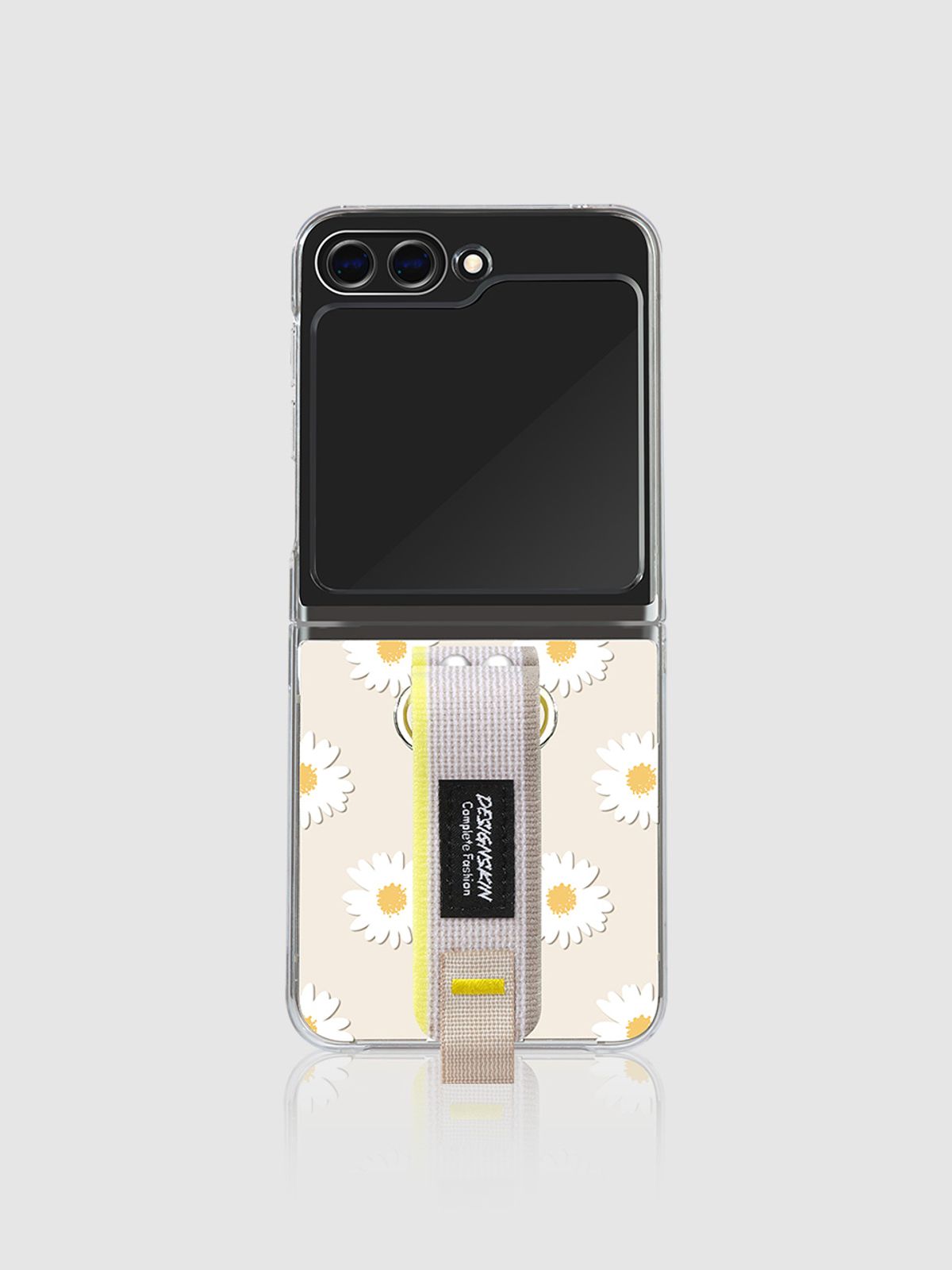 디자인스킨(DESIGNSKIN) 갤럭시Z플립5/4 뉴 스포티스트랩 케이스 ver.2-데이지/화이트