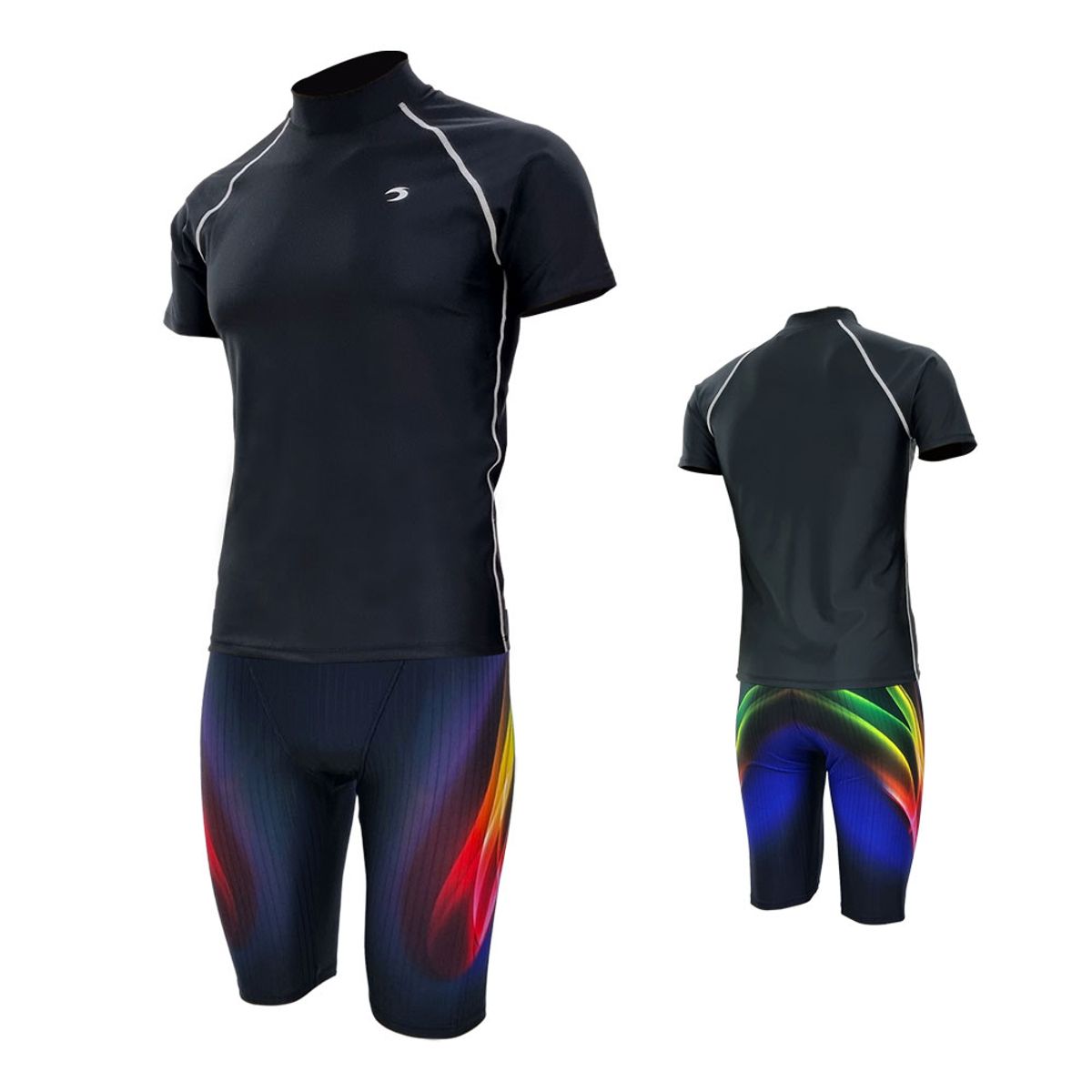 티에스스포츠(TS SPORTS) 남성수영복 반팔래쉬가드 5부반바지 세트 M23041+24053