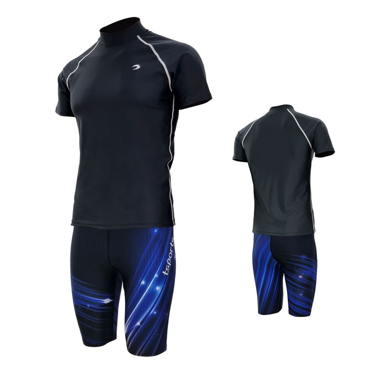 티에스스포츠(TS SPORTS) 남성수영복 반팔 래쉬가드 5부 반바지 M23041+24057