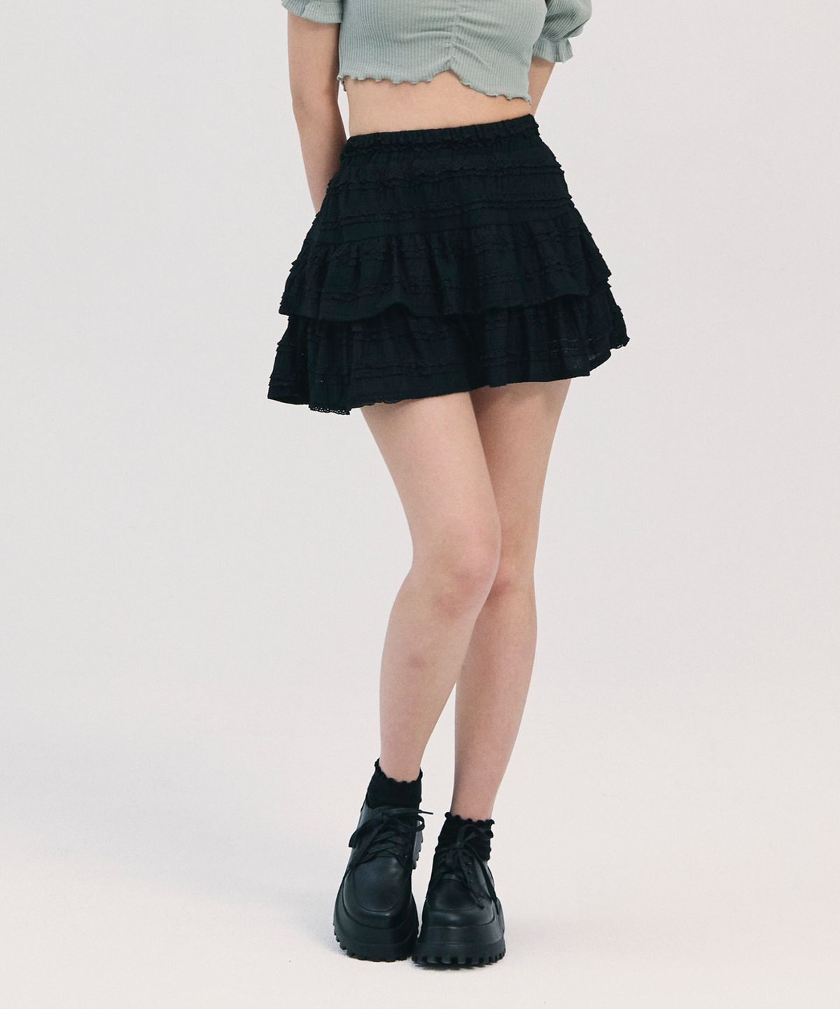 비에이블투(B ABLE TWO) sweety rah rah skirt-black