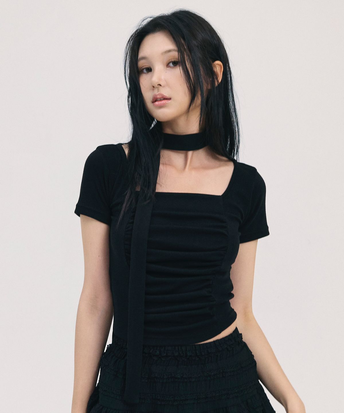 비에이블투(B ABLE TWO) noa scarf top-black