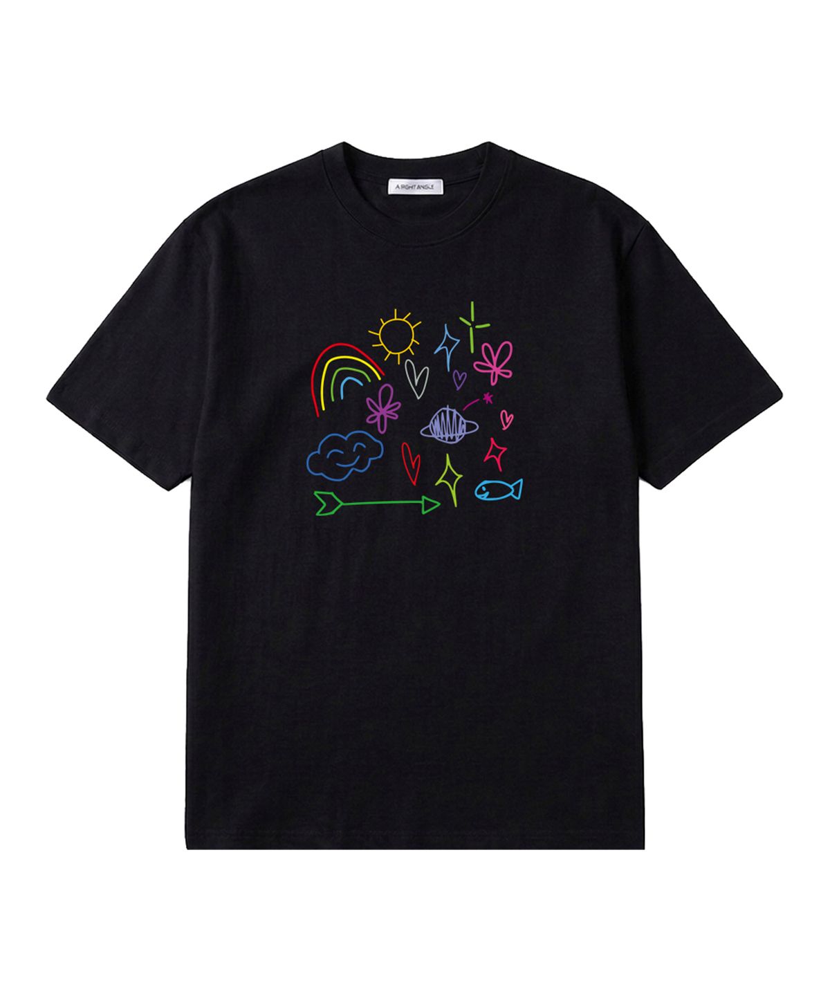 어라이트앵글(ARIGHTANGLE) Rainbow loose tee (black)
