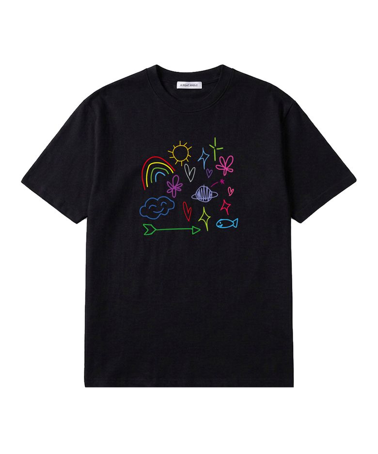 Rainbow loose tee (black)