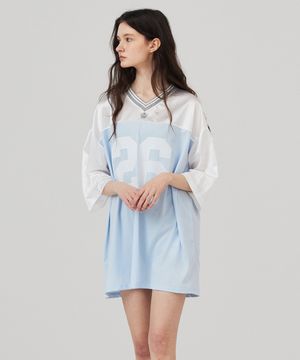 26 블록 오버핏 반팔 티셔츠 스카이블루