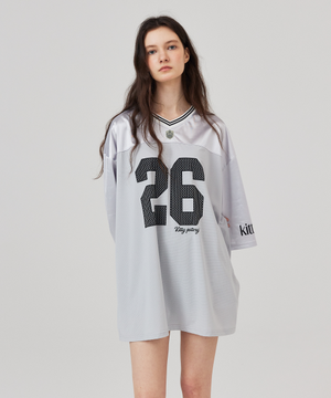 26 블록 오버핏 반팔 티셔츠 그레이